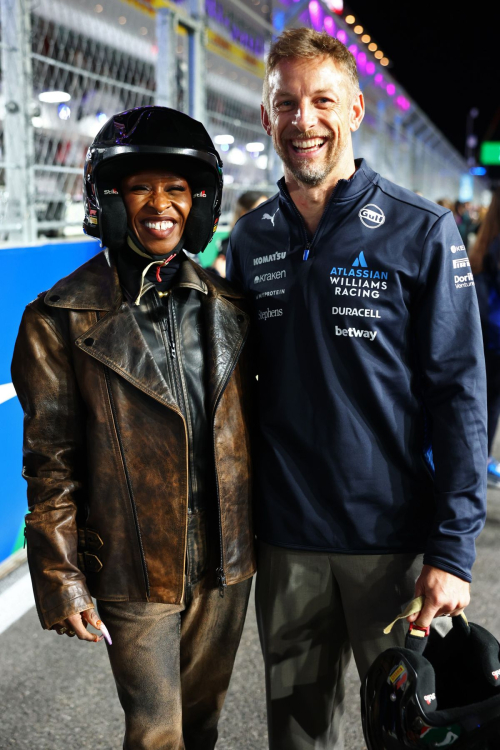 Cynthia Erivo Pirelli Hot Laps Jenson Button F1 Las Vegas, November 2025