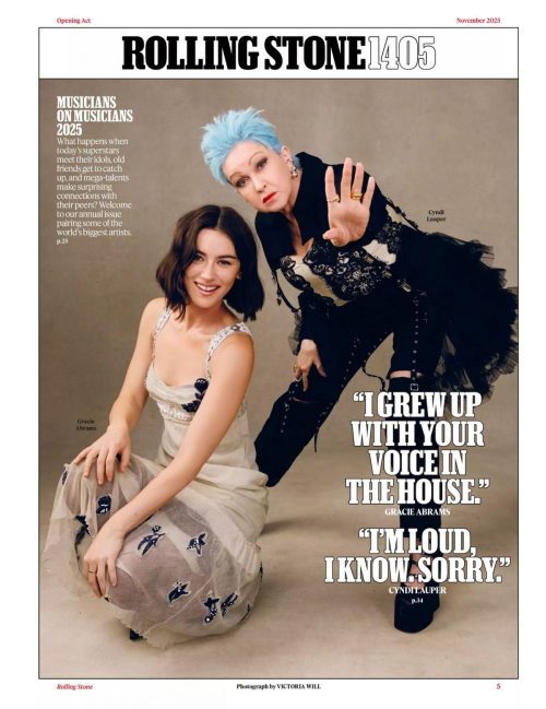 Gracie Abrams and Cindy Lauper in Rolling Stone Magazine, October 2025 3