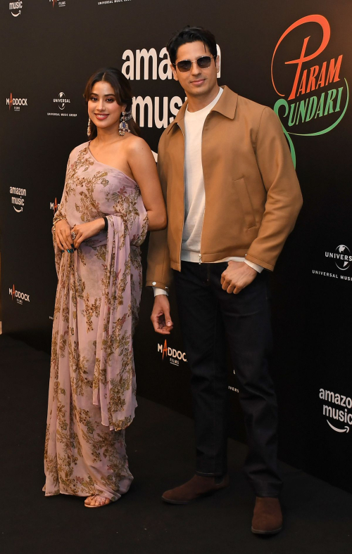 Janhvi Kapoor With Siddharth Malhotra at Param Sundari Music Launch, August 2025
