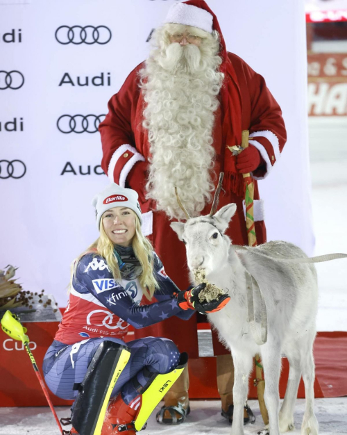 Mikaela Shiffrin Santa and Reindeer Women’s Ski Slalom Finland, November 2025