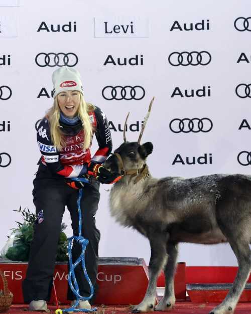 Mikaela Shiffrin Santa and Reindeer Women’s Ski Slalom Finland, November 2025 2