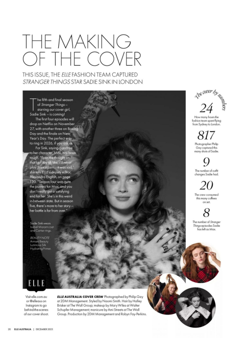 Sadie Sink Elle Australia Feature, December 2025 11