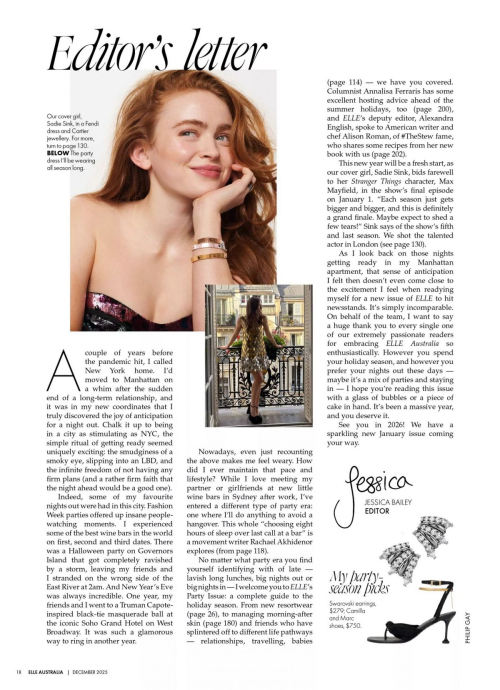 Sadie Sink Elle Australia Feature, December 2025 12