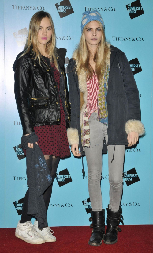 Suki Waterhouse and Cara Delevingne at Skate Somerset House London, November 2011