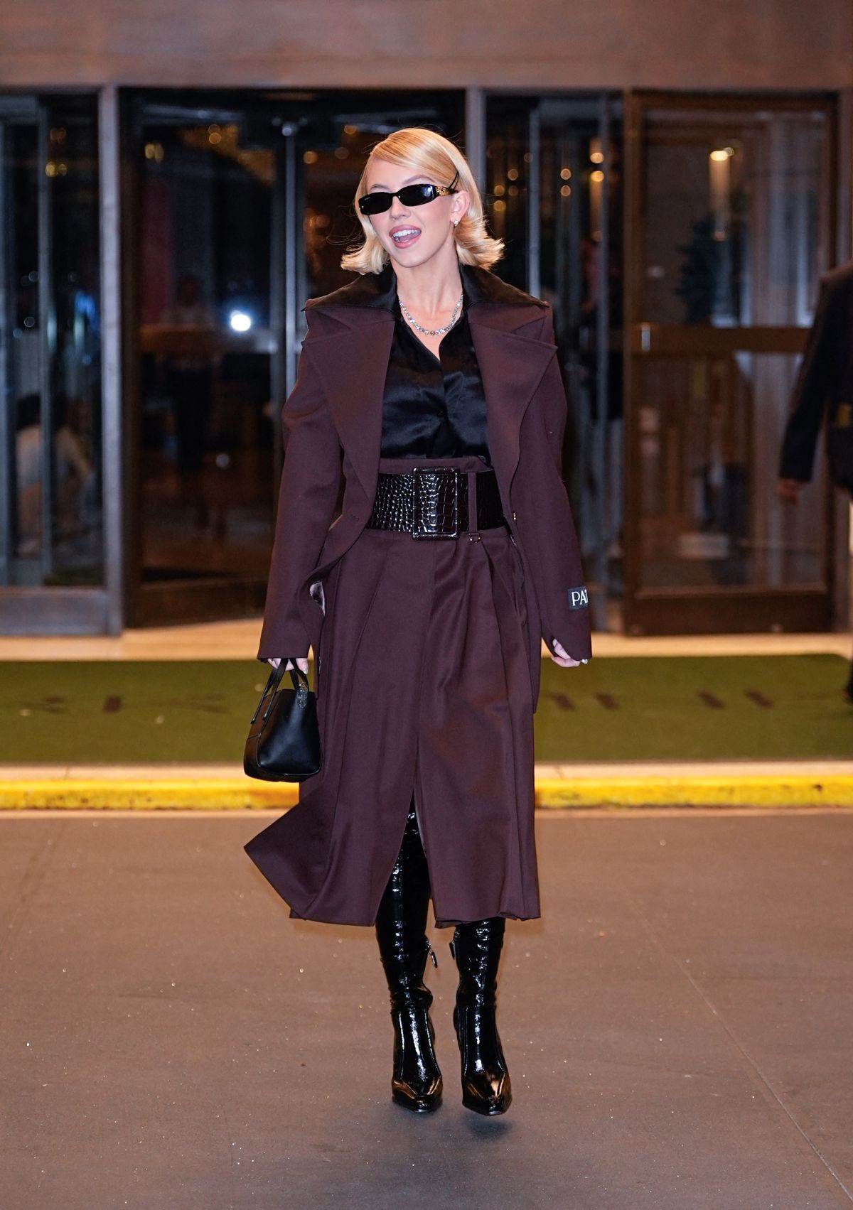 Sydney Sweeney arrives at Late Show New York, November 2025