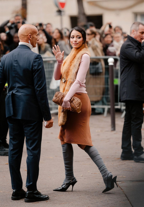 Cindy Kimberly Arrives at Miu Miu Show Paris Fashion Week, 2025