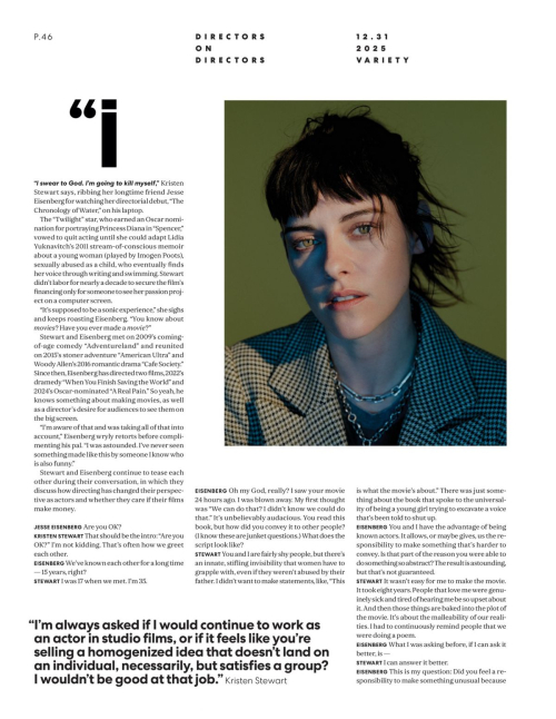 Kristen Stewart and Jesse Eisenberg Variety, Dec 2025 2