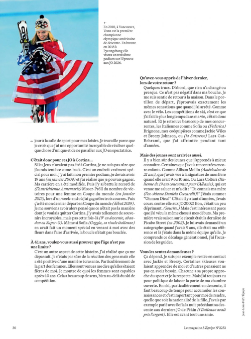 Lindsey Vonn in L’Equipe Magazine France, 2025 4