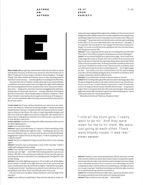 Sydney Sweeney and Ethan Hawke for Variety, December 2025 1