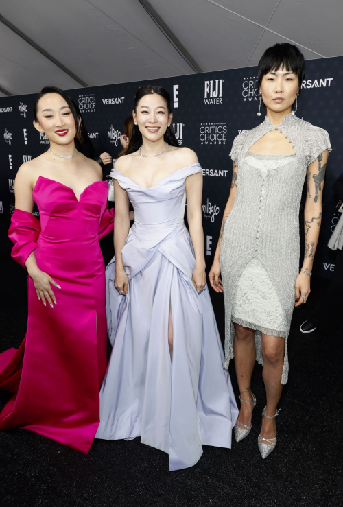 Arden Cho poses on red carpet at Critics Choice Awards Santa Monica