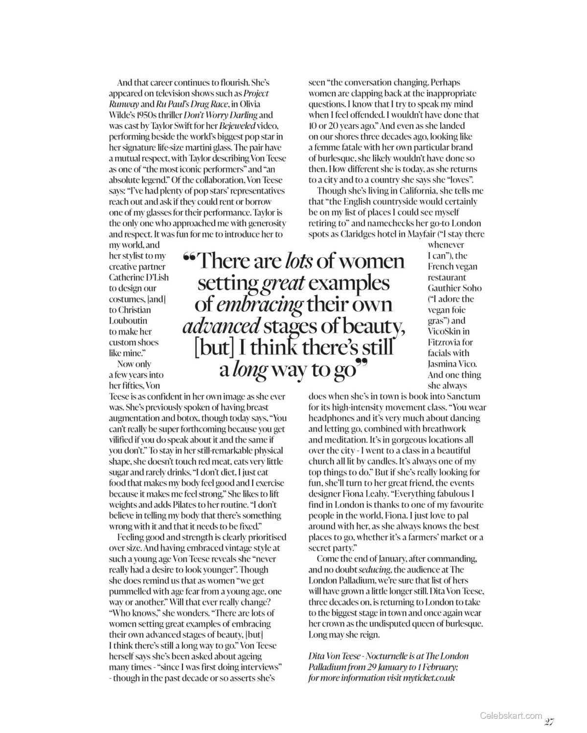 Dita Von Teese for The Glossary Issue 27, Winter 2026 5