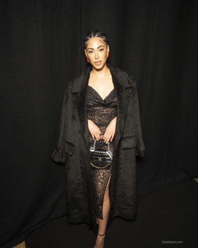 Mina El wearing stylish look at appearance 2026