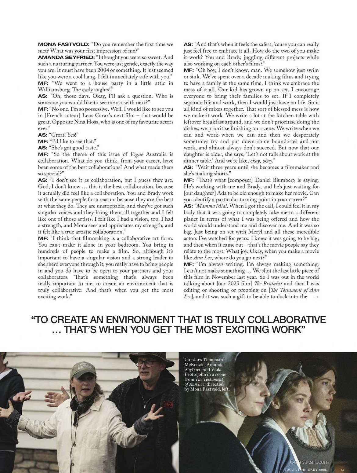Amanda Seyfried Vogue Australia Feature, February 2026 3