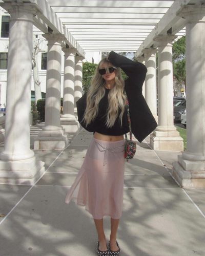Emily Dobson spotted in stylish look during Instagram post