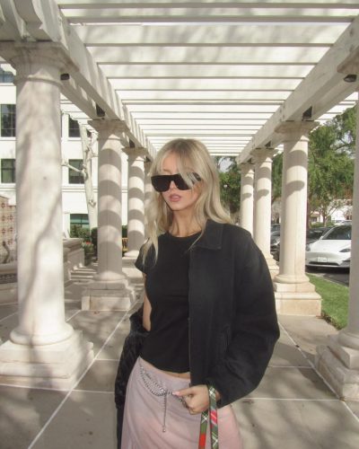 Emily Dobson turns heads in stylish look