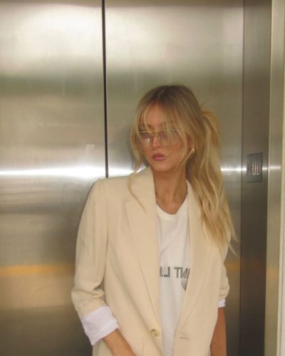 Emily Dobson turns heads in stylish look