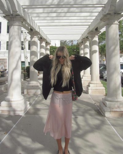 Emily Dobson turns heads in stylish look