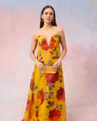 Nina Dobrev wearing stylish look at awards 2026