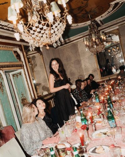 Ana Ivanovic black gown features a timeless charm and modern silhouette.