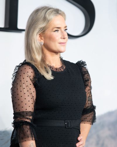 Anna Whitehouse black dress featuring a fitted upper bodice.