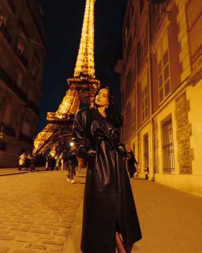 Becky G bold color choices in red carpet attire