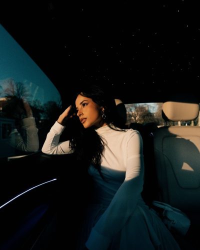 Becky G fashion-forward sunglasses enhancing overall appearance