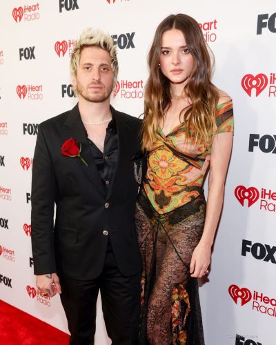 Charlotte Lawrence colorful floral gown with daring transparency