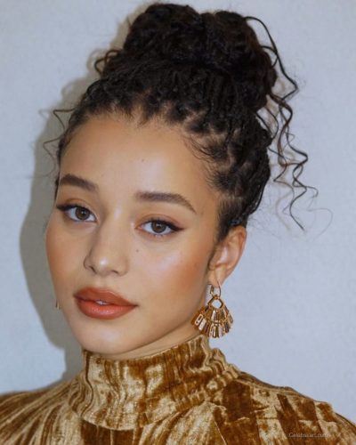 Chase Infiniti In Gold Velvet Dress At Hulu