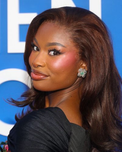 Coco Jones floral maxi dress with side slit