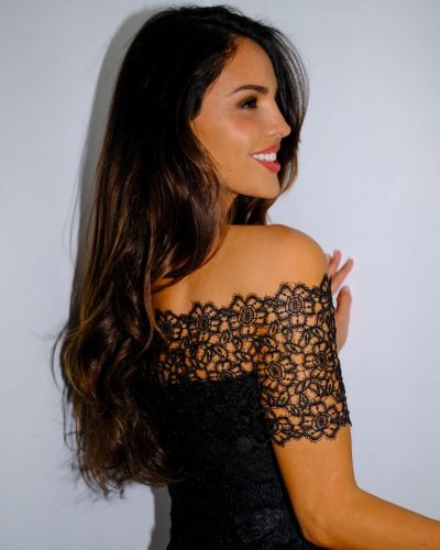 Eiza Gonzalez graceful black lace dress her radiant skin