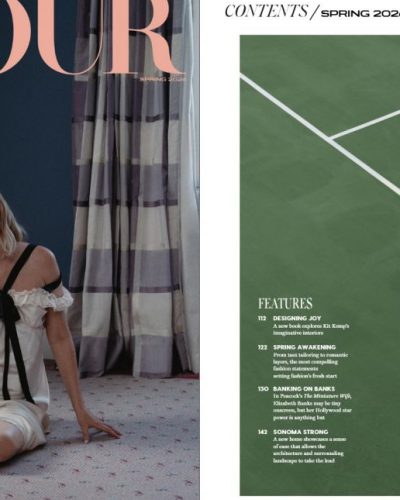 Elizabeth Banks vibrant colored dress featuring intricate patterns and textures