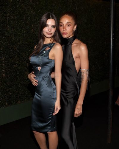 Emily Ratajkowski in chic deep color gown