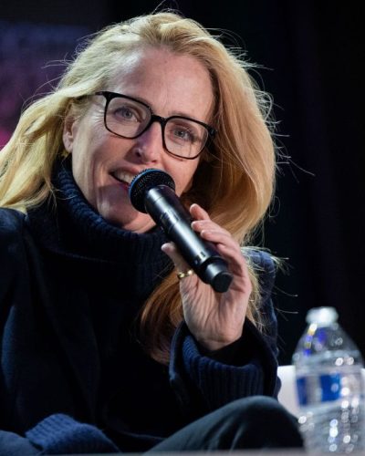 Gillian Anderson wearing stylish look at appearance 2026