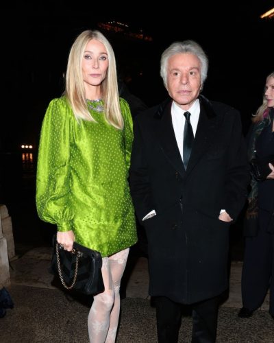 Gwyneth Paltrow in bright green dress with elegant accessories