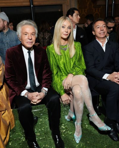 Gwyneth Paltrow in relaxed waves and vibrant green dress