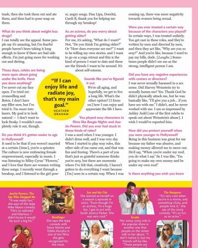 Heather Graham chic floral jacket with flared trousers