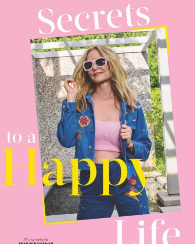 Heather Graham bright floral two-piece with chic silhouette