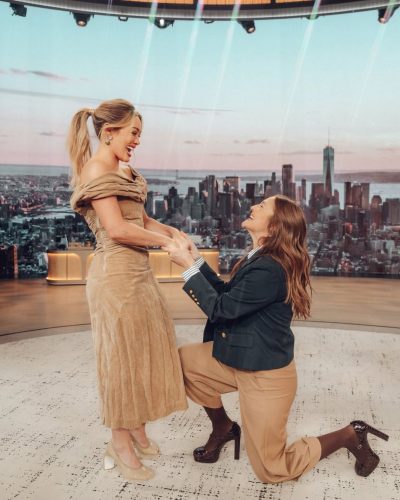 Hilary Duff in stylish beige dress perfect for spring