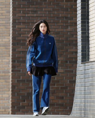 Hoyeon Jung with casual top and blue tracksuit jacket