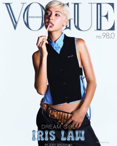 Iris Law wearing pink floral gown with delicate stitching