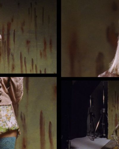 Iris Law black knee-high boots paired with floral dress