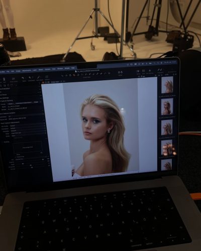 Jule Marie Jensen radiant skin paired with striking blue eyes.