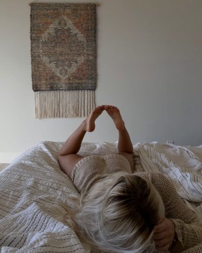 Leila Faler in a trendy denim shorts and graphic tee