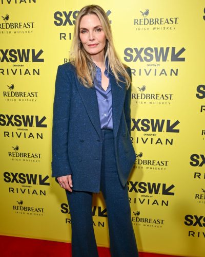 Michelle Pfeiffer in classic tailored suit with modern silhouette