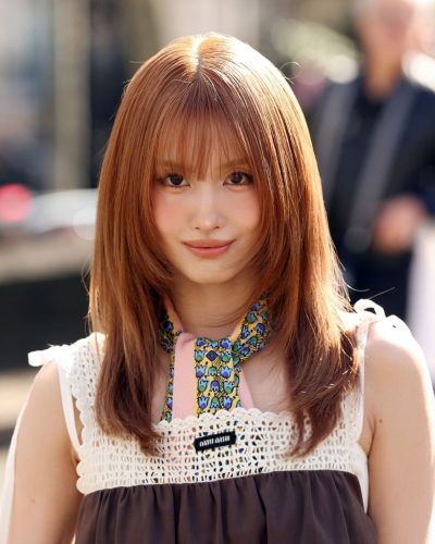 MOMO soft brown dress featuring intricate crochet design