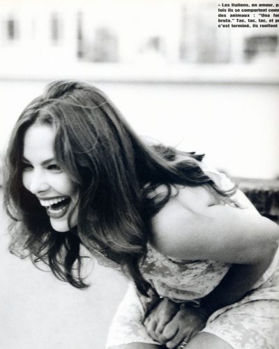 Ornella Muti elegant floral gown with delicate lace accents