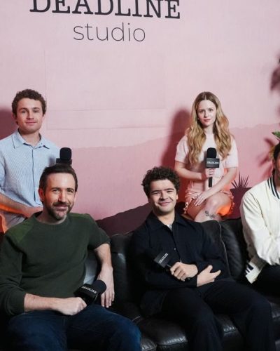 Peyton Elizabeth Lee in light blue denim jacket with heart patterns