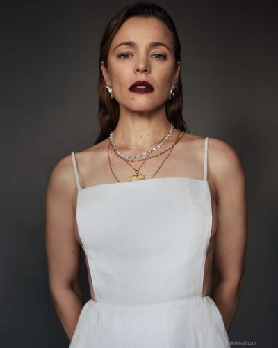 Rachel McAdams black top and high-heeled sandals