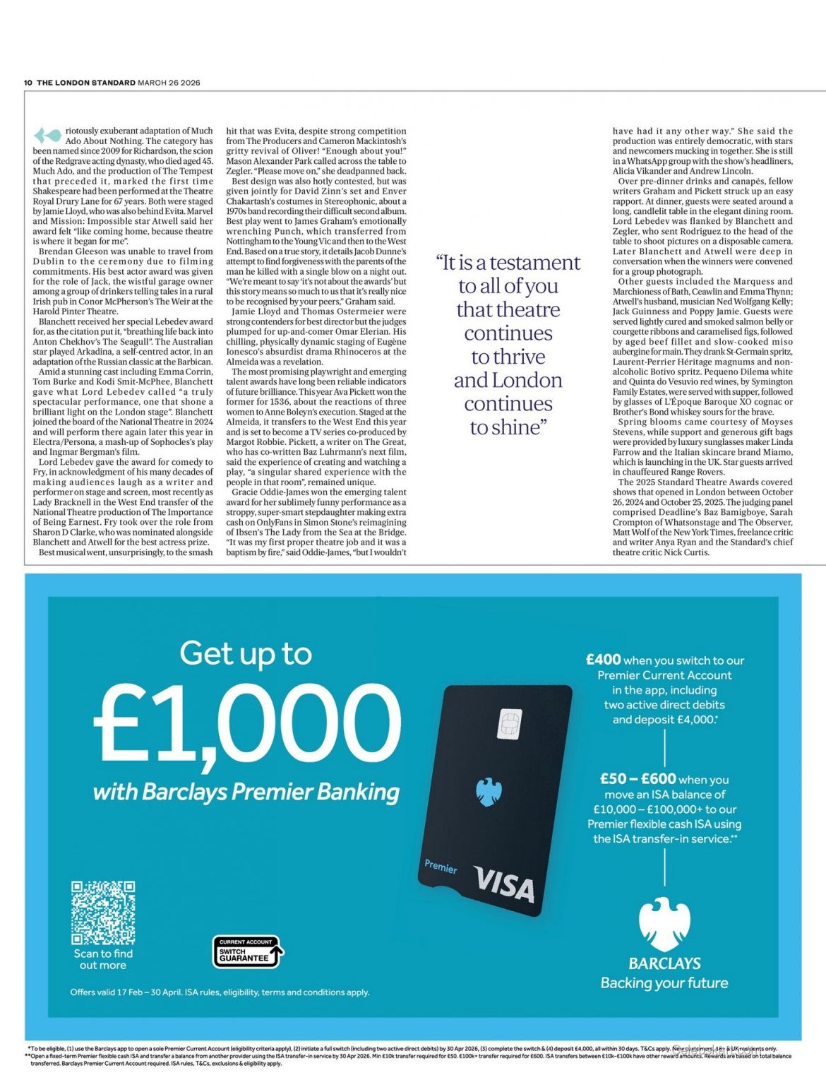 Rachel Zegler At The Standard Theatre Awards 2026 11