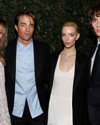 Robert Pattinson in tailored black blazer and light blue shirt